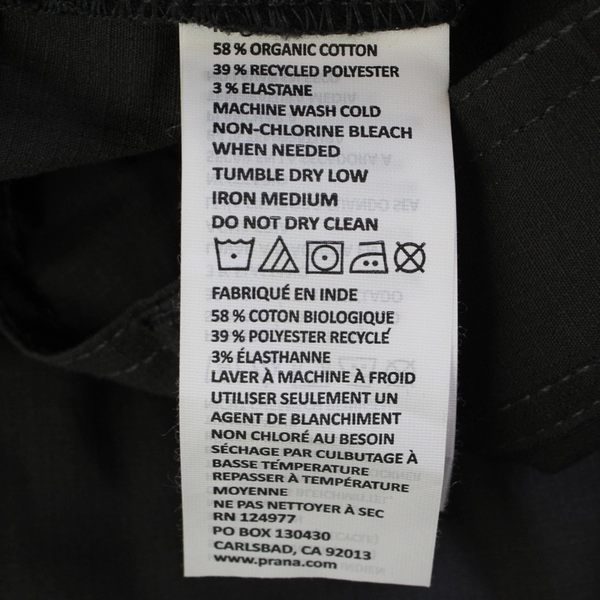 NWT Prana Men's Double Peak Tapered Leg Pant Charcoal W35 L32