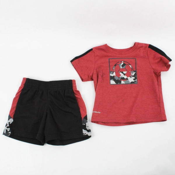 Athletic Works Baby Boys 18M Matching Short and T-Shirt Set Red and Camo