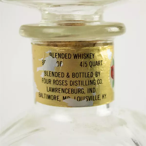 Vintage Four Roses Whiskey Decanter 12" Glass Collectible Bar Display