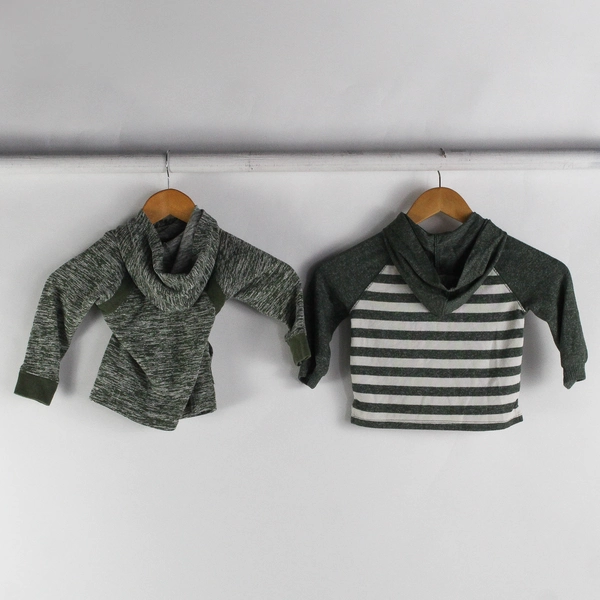 Lot of 2 Unisex Baby 18M Woven Hoodies Cat & Jack and Easy-Peasy Green/White