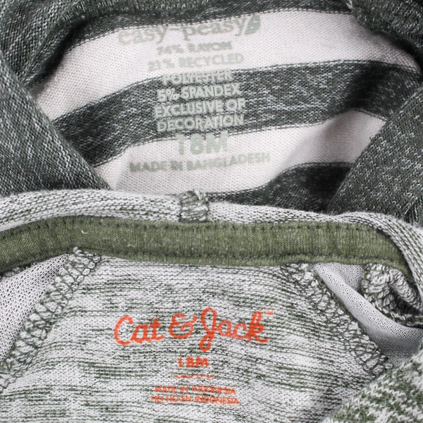 Lot of 2 Unisex Baby 18M Woven Hoodies Cat & Jack and Easy-Peasy Green/White