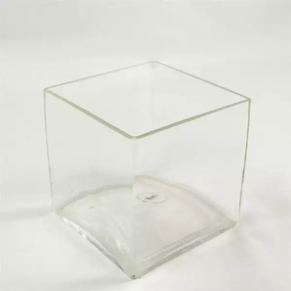 Clear Glass Hand-Blown Square Vase