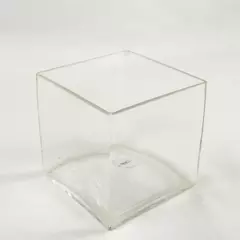 Clear Glass Hand-Blown Square Vase