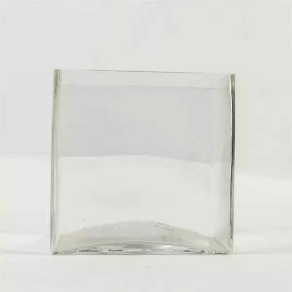 Clear Glass Hand-Blown Square Vase