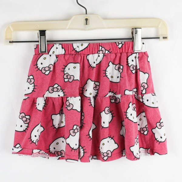 Hello Kitty Toddler Girls 4T Pink Cotton Blend Ruffle Skirt Elastic Waist