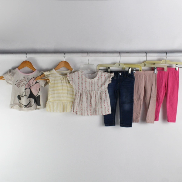 Lot of 6 Mixed Brands Toddler Girls 2T 3 Sets of Shirts and Pants Outfits