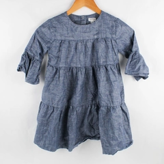 Gymboree Girls Size 6 Metallic Blue Denim Looking Ruffle Dress
