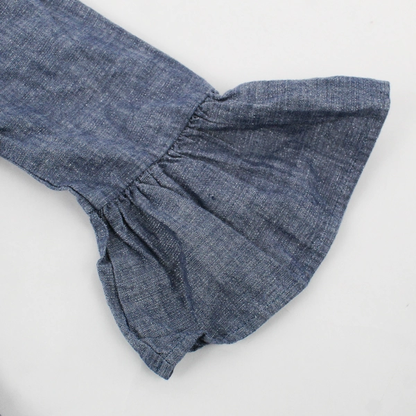 Gymboree Girls Size 6 Metallic Blue Denim Looking Ruffle Dress