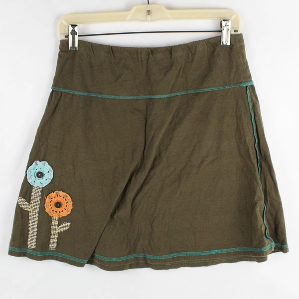 Natural Life Women's L Olive Green Thigh Length Skirt 100% Cotton