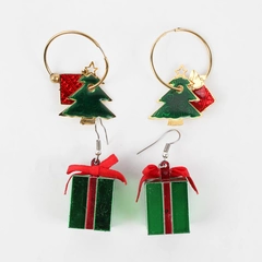 Lot of 2 Pairs of Christmas-Themed Charms Earrings Red and Green