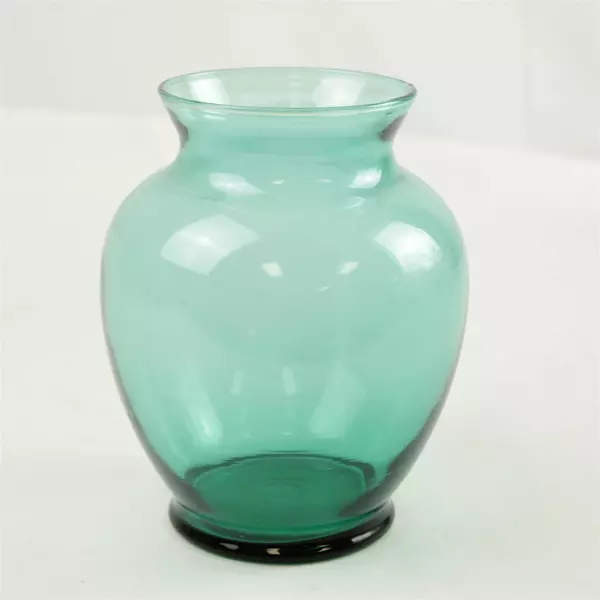 Vintage Aqua Blue Glass Vase 6.5in x 5in 
