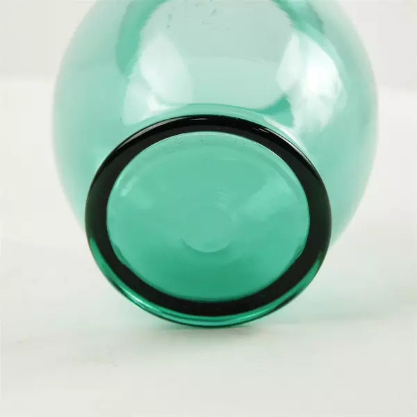 Vintage Aqua Blue Glass Vase 6.5in x 5in 