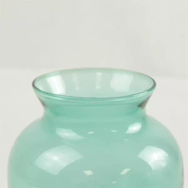 Vintage Aqua Blue Glass Vase 6.5in x 5in 