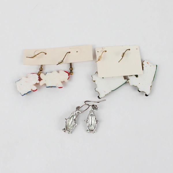 3 Pairs of Christmas-Themed Charms Drop Earrings Bears Penguins