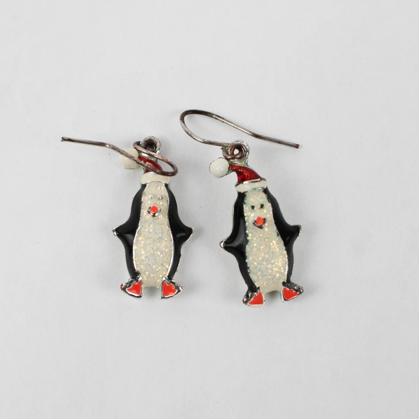 3 Pairs of Christmas-Themed Charms Drop Earrings Bears Penguins