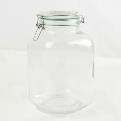 Vintage Clear Glass Jar Hinged Lid Apothecary Candy Storage 9.5in