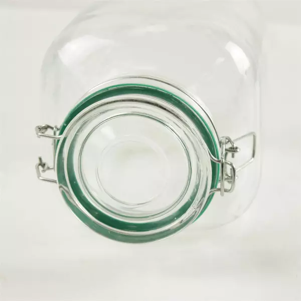 Vintage Clear Glass Jar Hinged Lid Apothecary Candy Storage 9.5in