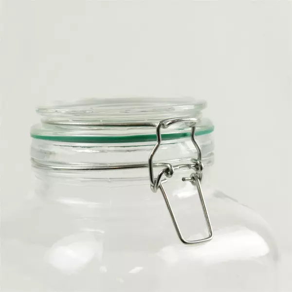 Vintage Clear Glass Jar Hinged Lid Apothecary Candy Storage 9.5in