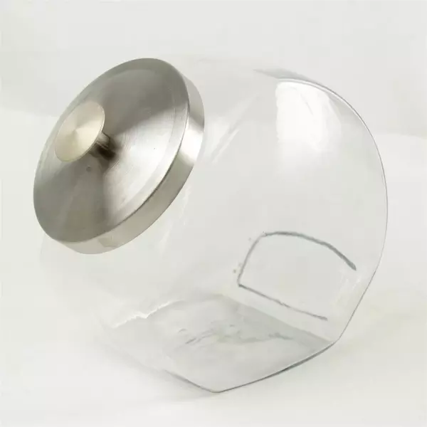 Anchor Hocking Penny Candy Jar Silver Lid Glass