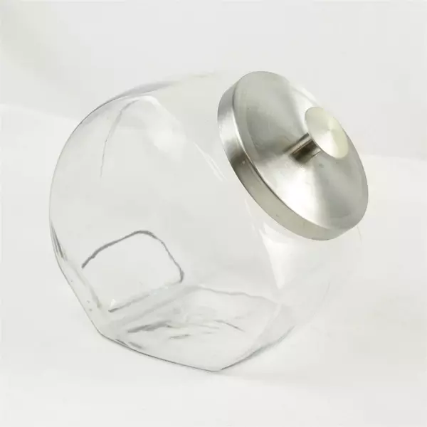 Anchor Hocking Penny Candy Jar Silver Lid Glass
