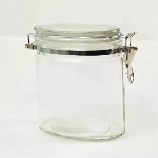 Oblong Glass Jar with Hinged Clamp Lid Canister 6x2.75x6