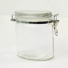 Oblong Glass Jar with Hinged Clamp Lid Canister 6x2.75x6