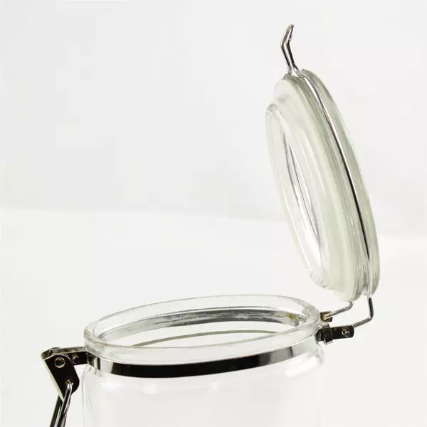 Oblong Glass Jar with Hinged Clamp Lid Canister 6x2.75x6
