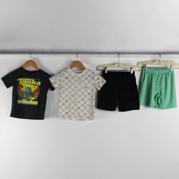 Lot of 4 Mixed Brands Child Boys 5T 2 T-Shirts and 2 Pairs of Shorts