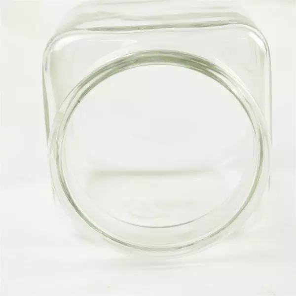 Square Clear Glass Tea Canister No Lid 'Tea' Inscribed