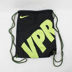 Nike Drawstring Backpack Black and Neon Yellow Logo 