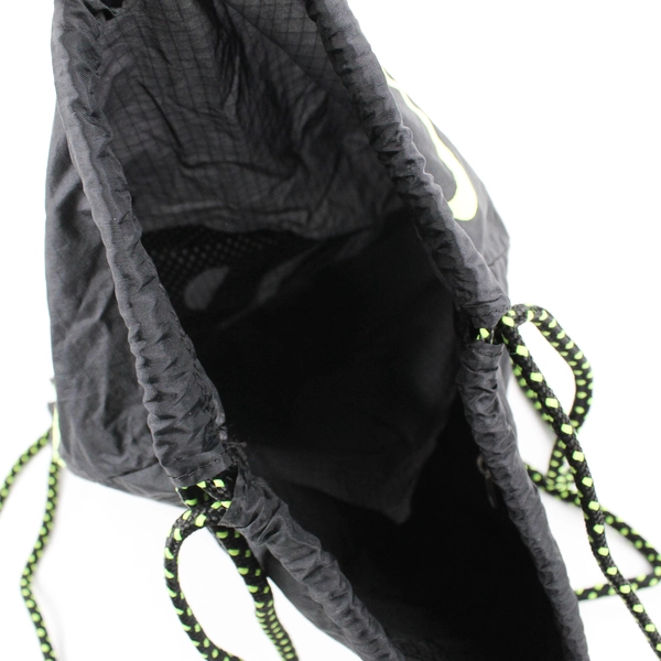 Nike Drawstring Backpack Black and Neon Yellow Logo 