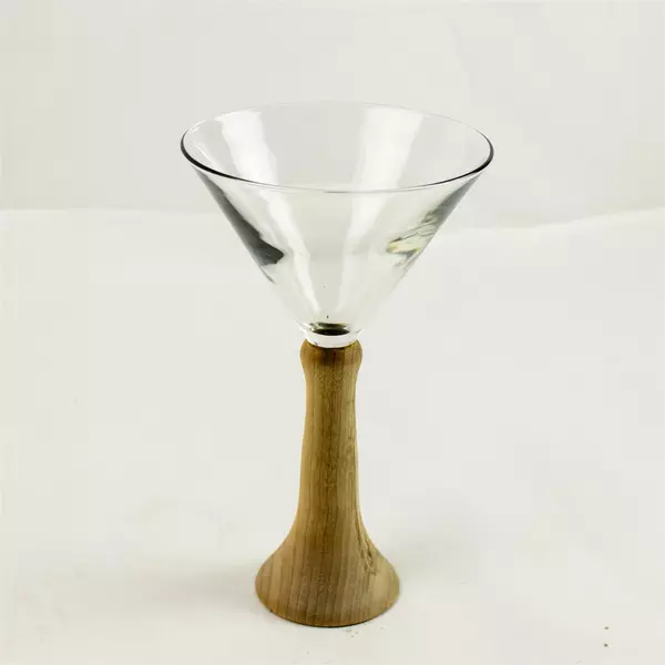 Martini Glass with Wooden Stem 8in Cocktail Glass
