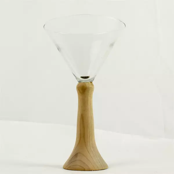 Martini Glass with Wooden Stem 8in Cocktail Glass