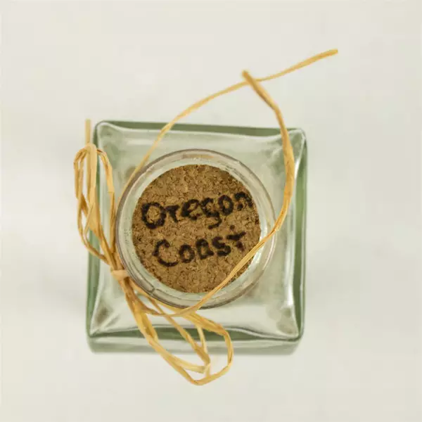 Wavy Glass Jar with Cork Lid Oregon Coast Souvenir Coastal Decor