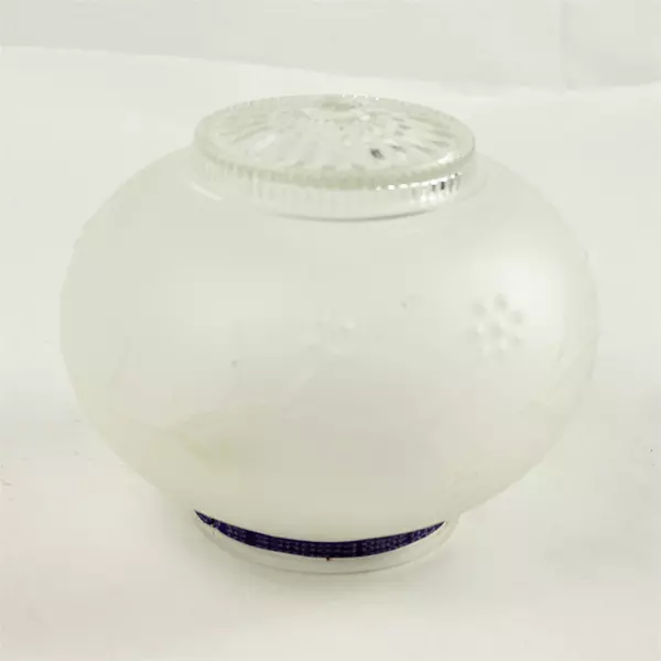 Vintage Frosted Art Deco Glass Globe Ceiling Light Shade Etched Vines & Berries