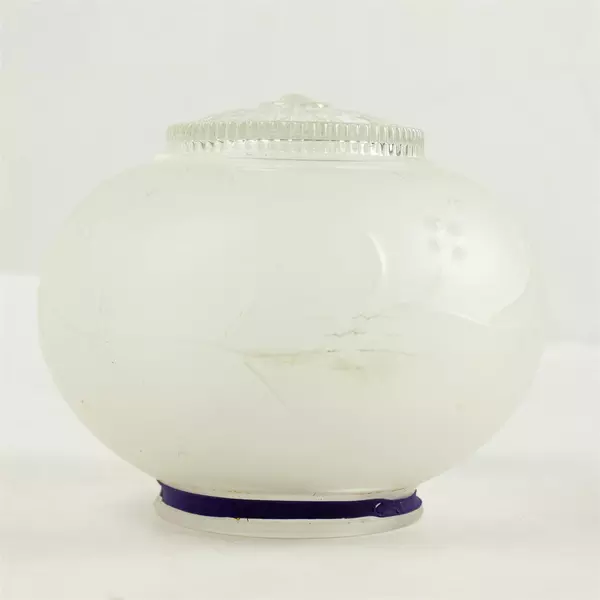 Vintage Frosted Art Deco Glass Globe Ceiling Light Shade Etched Vines & Berries