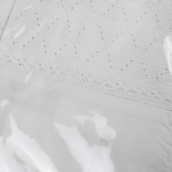 Pair of White Embroidered Lace Pillow Shams, Olivier Desforges New 119802 