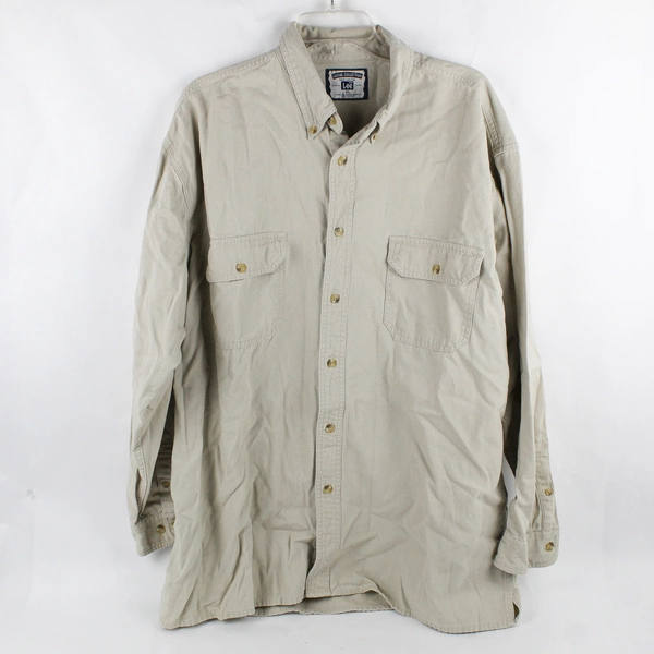 Vintage Lee Men's XL Ivory Casual Collection Long Sleeve Button Down Shirt