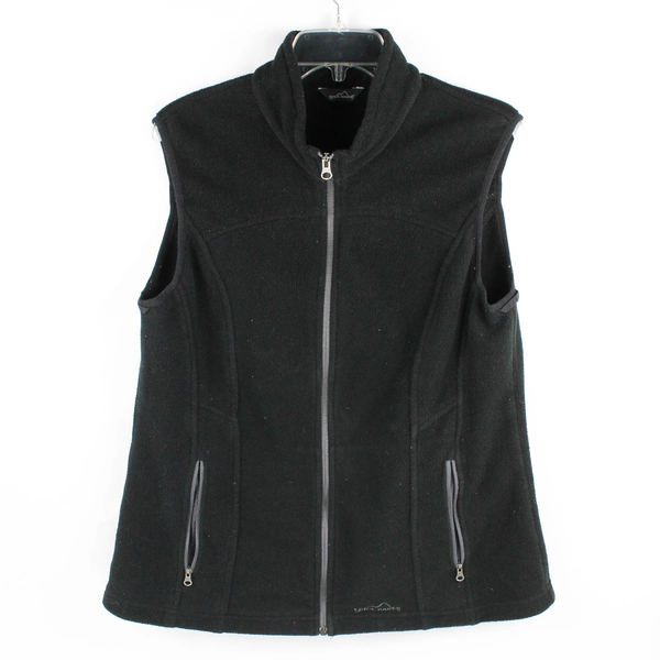 Eddie Bauer Men's L Black Fleece Full Zip Vest with Zippered Pockets