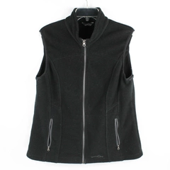 Eddie Bauer Men's L Black Fleece Full Zip Vest with Zippered Pockets