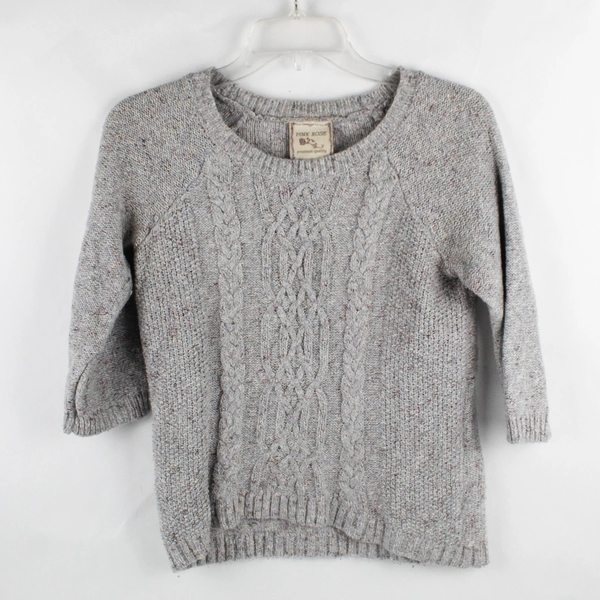 Pink Rose Women's S Gray Multicolor Knit Sweater with Half Sleeves