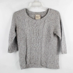 Pink Rose Women's S Gray Multicolor Knit Sweater with Half Sleeves