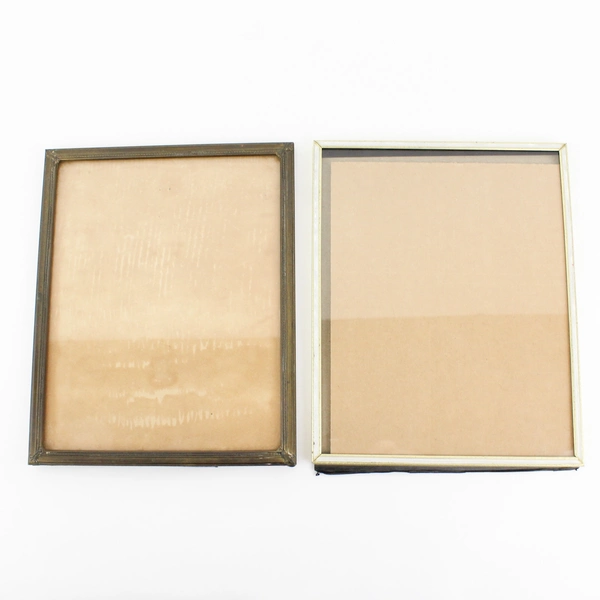  Lot of 2 Brass Metal Picture Photo Frames Glass & Original Cardboard 8” X 10”