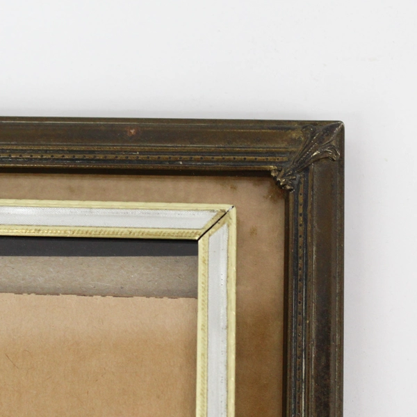  Lot of 2 Brass Metal Picture Photo Frames Glass & Original Cardboard 8” X 10”