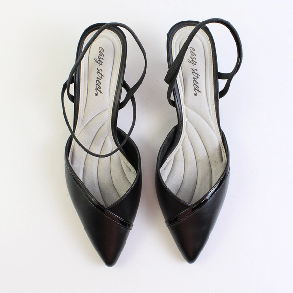 Easy Street Women's 9W Matte Black Unna Pointed Toe Kitten Heel Pumps