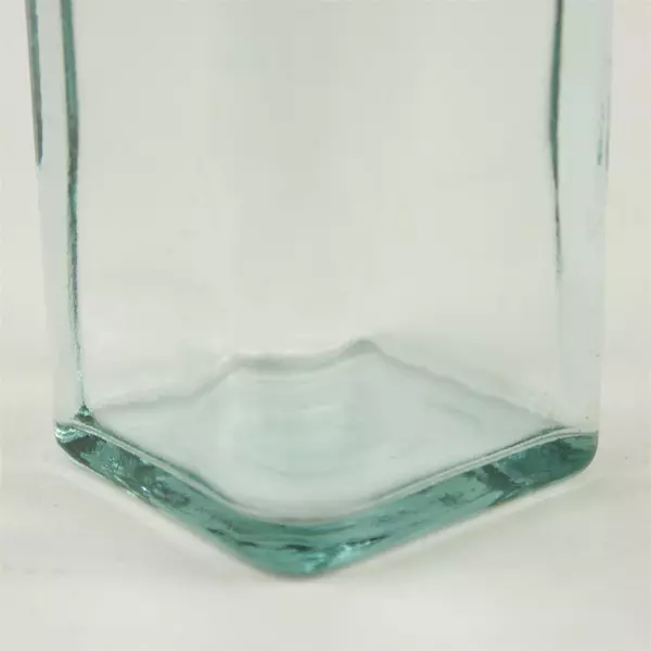 Clear Glass Apothecary Bottle Squared Base Round Neck 7.75in Vintage