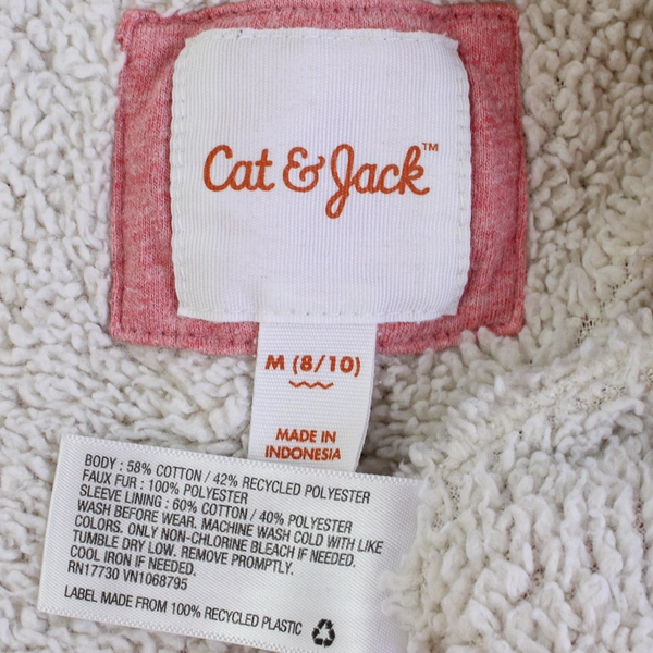 Cat & Jack Hoodie Girls Size M 8-10 Pink Sherpa Lined Fleece Full Zip Up Jacket