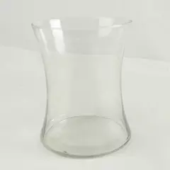 Large Clear Glass Flared Vase 8in Height Wide Flared Rim 6.5in Dia