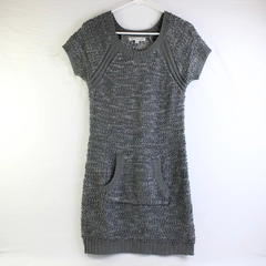 Made For Me To Look Amazing Junior's L Gray Short Sleeve Sweater Dress