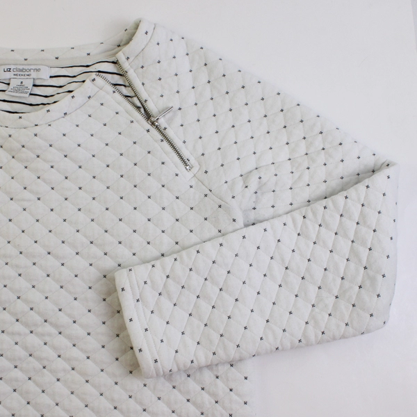 Liz Claiborne Women's S White/Black Weekend Pullover Sweater